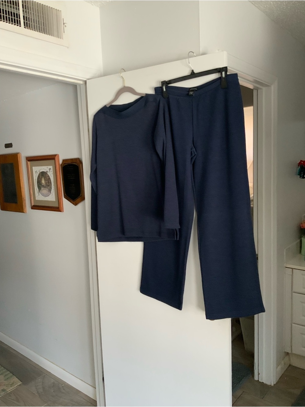 Moda International Navy Wide-Leg Pull-On Pants
